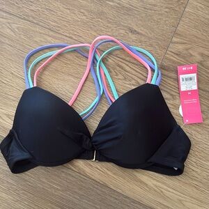 Black swimsuit with colored top